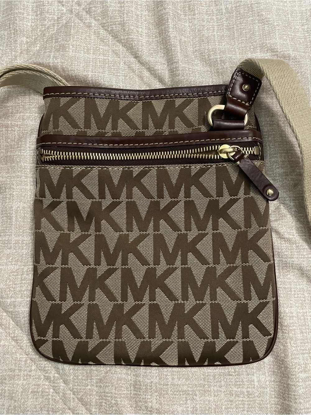 Michael Kors Brown MK Signature Canvas Messenger Bag